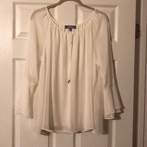Sheer lined bell sleeved blouse